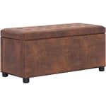 Maison Chic - Pouf de rangement Banc coffre rangement 87,5 cm Marron Similicuir daim 20529