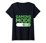 Womens Gaming Mode On Funny Gamer Video Game Console Gaming Pc V-Neck T-Shirt