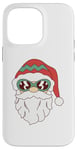 Coque pour iPhone 14 Pro Max Lunettes de soleil visage de Père Noël barbe et chapeau de Noël drôle