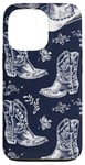 Coque pour iPhone 13 Pro Chapeau et bottes de cowboy bleu marine