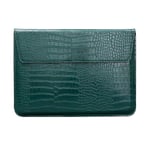 Crocodile Grain Faux Leather Flap Style Case Väska, 13 tum Laptop Stand Sleeve Case, Laptop Skyddsfodral-Yvan green 13