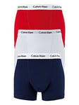 Calvin Klein 3 Pack of Trunks - Red/White/Navy, Red/Navy/White, Size M, Men