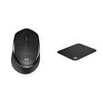 Logitech M330 Souris sans Fil Silencieuse USB pour Windows, Mac, Chrome, OS et Linux Noir (910-004909) & SteelSeries QcK Mini - Tapis de souris Gaming - 250mm x 210mm x 2mm