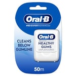 Oral-B Pro-Expert Advanced Waxed Dental Floss - Healthy Gums - Helps Prevent Gum Problems- Cleans Below The Gumline - Unflavoured Dental Tape - 50m