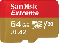 SanDisk 64GB Extreme microSDXC card +SD adapter, microSD card for smartphones,