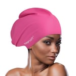 AMFUN Bonnet de Bain Grand pour Cheveux Longs, Bonnet de Bain, Bonnets de Piscine Extra-Large en Silicone Imperméable de Qualité Supérieure pour Homme Femme Les Cheveux Longs, Épais ou Bouclés