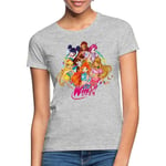 Winx Club Group Shot med logotyp Dam T-shirt Grey M