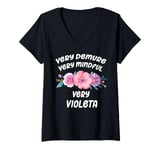 Womens Violeta Personalized Very Demure Very Mindful Violeta Name V-Neck T-Shirt