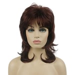 Lydell Long Soft Shaggy Layered Dark Auburn Wig Classic Cap Full Synthetic Wigs (33A)