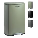 MAXCRAFT Steel Pedal Soft-Close Garbage Bin 50L Dustbin Rubbish Kitchen Trash