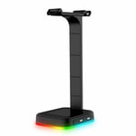 Rgb Headphones Stand Dual Usb Interface Headphone Holder Earphone Display Part