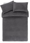 Argos Home Fleece Plain Grey Bedding Set - Kingsize