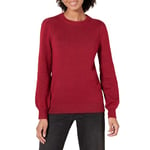 Amazon Essentials Women's Soft Touch Pleated Shoulder Crewneck Jumper, Dark Red, M