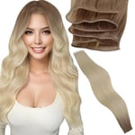 LaaVoo Extension Cheveux Naturel Tissage Virgin Tissage Naturel Cheveux Humain Ombre Brun Clair Platine Blond Tissage Naturel Cheveux Humain Remy Cheveux Inject 40cm 25g #8/60