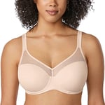 DELIMIRA Femme Soutien Gorge Grande Taille avec Armature de Maintien Entièrement Couvrant et Légèrement Rembourré Beige 95D