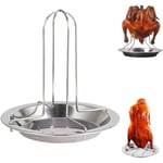 Acier Inoxydable Support à Poulet Support à Poulet Barbecue Pliable Poulet Rôtissoire Grille pour Four Barbecue Griller Camping