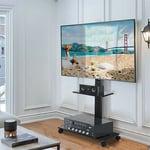 Wheeled Trolley TV Floor Stand Portable Television w /Swivel VESA Bracket 32-70"