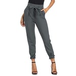 GRACE KARIN Pantalon Femme avec Bow-Knot Slim Casual élastique Carotte Crayon Toute Saison Taille Haute Cendre XL CL903-14