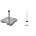 Doppler Double Granit Socle 25kg - Pied de Parasol Haute qualité avec Tube INOX - carré - 37cmx38cmx5.5 cm & Housse de Parasol Amazon Basics