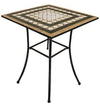 VERDELOOK Table mosaïque 80 x 80 cm, gris avec décorations blanches et couleur terre cuite