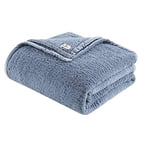 Woolrich Housse de couette super douce, confortable et légère avec bordure en velours luxueux, parure de lit moderne tendance pour toutes les saisons, polyester, bleu, lit double/grand lit : 228,6 x