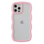 Caseative Cute Curly Wave Frame Shape Shockproof Soft Compatible with iPhone Case (Pink,iPhone 12 Pro Max)