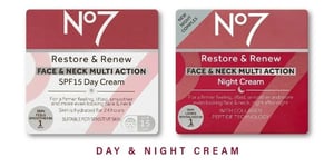 2 x No7 Restore and Renew Face and Neck Multi Action Night & Day Cream 50ml