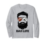 Football Hockey Dad Messy Hair Beard Football Hockey Dad Long Sleeve T-Shirt