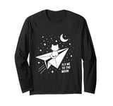 Cat Paper Plane Moon Children Cute Long Sleeve T-Shirt