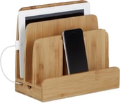 Station D'Accueil Bambou Smartphone Téléphone Portable Organ Ur Bureau 3 Niveaux Bois Hxlxp 23 X 25,5 X 13,5 Cm, Nature