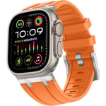 Kompatibel med Apple Watch Ultra Strap 38mm 40mm 41mm, Flytande Silikonband med Adapter i Rostfritt Stål Remmar Designade för Apple Watch orange 38/40/41MM