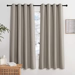 KGORGE Rideau Occultant - Rideau Court, Rideaux Cuisine, Rideaux Opaque Draperies Intérieurs Decoration pour Chambre Petite Fenetre avec Œillets, 140x160 cm, Sable, Lot de 2