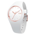 ICE-WATCH - Ice Glam White Rose-Gold - Montre Blanche pour Femme avec Bracelet en Silicone - 000978 (Medium)