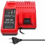 Chargeur de Batterie Li-ion M12-18C pour Batteries Milwaukee 12V, 14.4V et 18V - Compatible avec C1418C et Plus.