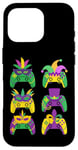 Coque pour iPhone 16 Pro Mardi Gras Manette de Jeu Vidéo Jester Chapeau Gamers Enfants