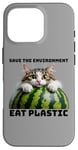 iPhone 16 Pro Save The Environment Eat Plastic Funny Microplastics Cat Case