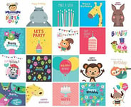 20 x Childrens Birthday Cards Multi-Pack | Square Cards 15cm x 15cm | Large Mix