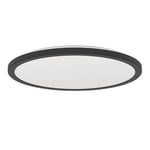 Eglo Plafonnier LED en saillie Rovito, lampe de plafond ronde avec télécommande, éclairage pour salle de bains, plastique noir et blanc, blanc chaud - froid, IP44, Ø 39 cm