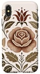 Coque pour iPhone X/XS Rose florale botanique, style bohème minimaliste, roses d'amour