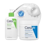 CeraVe Deep Hydration 2-Step Routine for Dry Skin | Cleanser 236 ml and Moisturising Cream 454 g