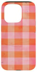 Coque pour iPhone 15 Pro Motif à carreaux vintage rose avec couleur unie orange rouille