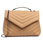 FIRENZE ARTEGIANI. Apecchio Women's Shoulder Bag, Genuine Leather Sauvage Finish, 32.5 x 12 x 20.5 cm, Colour: Taupe, Taupe, Utility