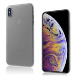 Apple iPhone Xs Max ohut kova muovinen matta pintainen takasuoja kuori - Harmaa Hopea/Harmaa