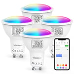 VOCOlinc Ampoule Connectée WiFi GU10, Compatible avec HomeKit/Alexa/Google Home, 4.5W, Contrôle Vocal, Accès à Distance, Multicolore à Intensité Variable, 2200K-7000K Blanc Chaud/Froid (4 Pcs)