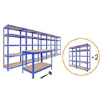 Ensemble Complet pour Garage - 5 Etagères T-Rax 75cm, 2 Etagère T-Rax 90cm & 1 Etabli Q-Rax 120cm