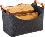 Panier À Bois Pour Bois De Chauffage, 70 Litre Panier Rangement, Sac A Buches De Bois Avec Poignée, Corbeille En Feutre Pliable Pour Les Sacs De Courses, Le Bois, Les Journaux (55 * 32 * 40Cm)