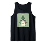 Cute Cat with Merry Christmas Tree Costume Tank Top