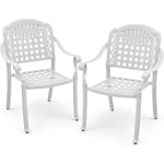 Costway - Ensemble de 2 Chaises de Terrasse en Aluminium Coulé, Chaises de Salle à Manger Extérieures avec Accoudoirs, Chaises Empilables pour