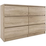 MILAN - Commode contemporaine chambre/salon/bureau 30x120x77 cm - 6 tiroirs - Meuble de rangementent - Chiffonier