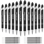 AUAUY Stylos à Bille de Citations Stylo à Bille, 2 en 1 Rétractable Inspirant avec Pointe Stylet Stylo Fantaisie à Encre Noire Stylo à Bille de Motivation en Métal pour Bureau École(Noir, 12 PCS)